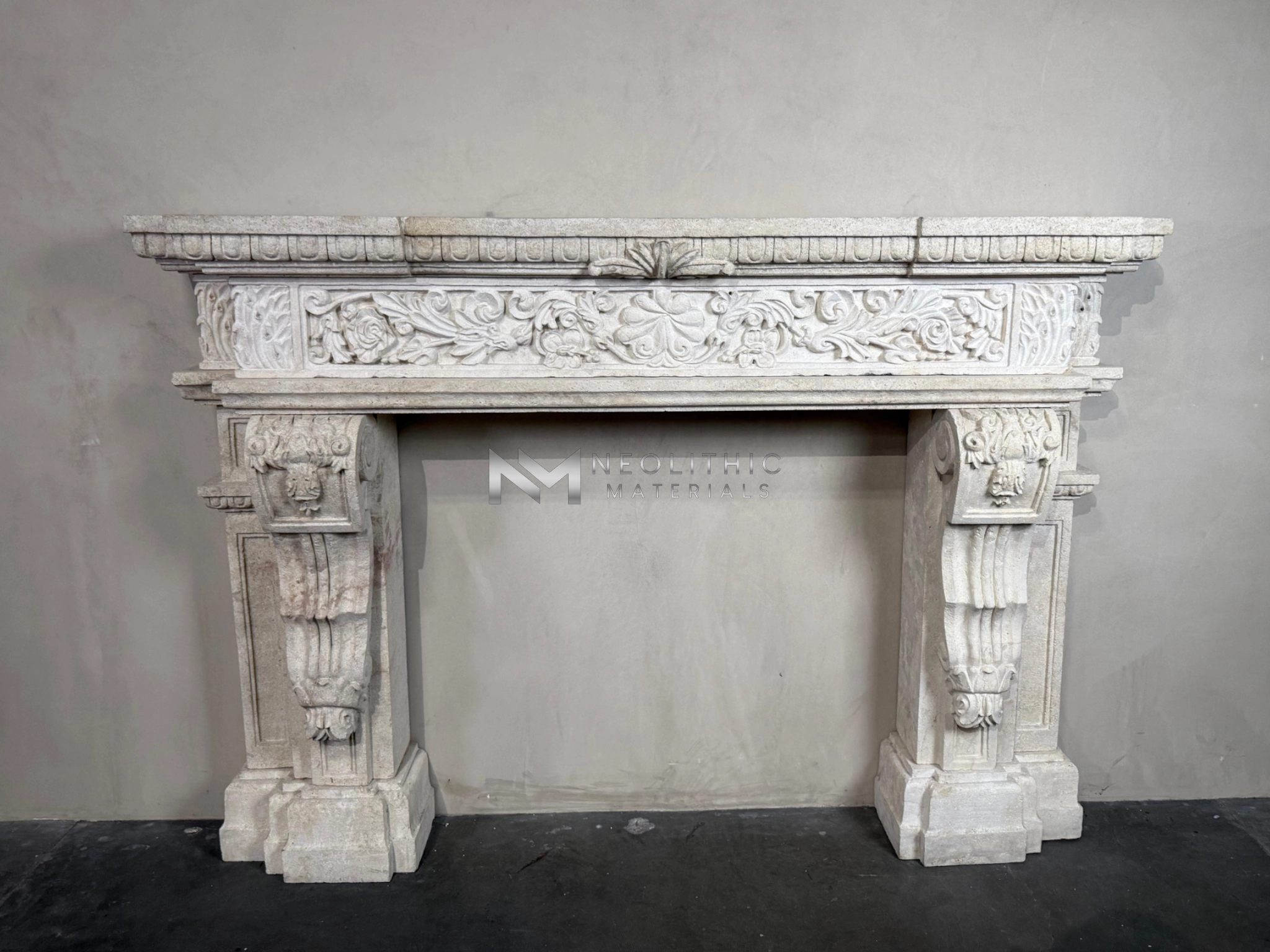 Reclaimed Limestone Mantel - Image 1